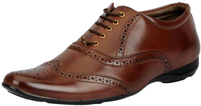 

FAUSTO Brogue Lace Up For Men(Brown