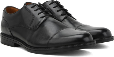 

Clarks Beckfield Cap Black Leather Lace Up For Men(Black