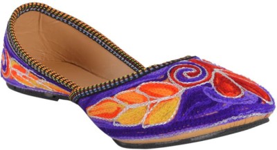 

DFR Multicolour Thread Work Jutti -Purple base:Orange Flower Jutis For Women(Multicolor, 02multicolor