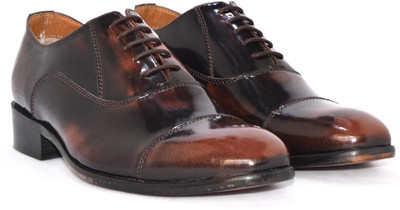 

Alberto Calza Genuine Leather Patent Oxford Lace Up For Men(Multicolor, Wine