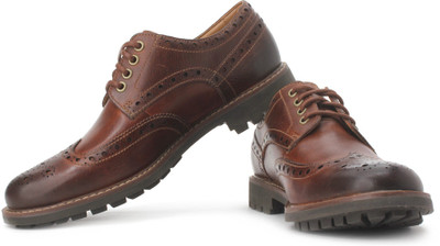 

Clarks Montacute Wing Corporate Casuals For Men(Brown, Dark tan lea