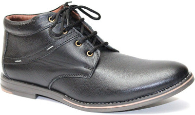 

Molessi Black High Ankle Geniune Leather Lace Up Shoes For Men(Black), 01;black