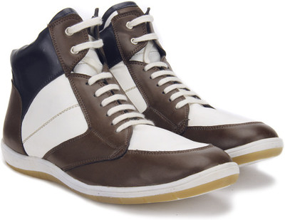 

Peter England PE Mid Ankle Sneakers For Men(Brown, White