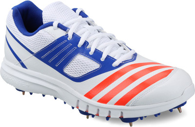 

ADIDAS HOWZATT SPIKE Men Cricket Shoes For Men(White, Orange, Blue, Ftwwht/solred/boblue