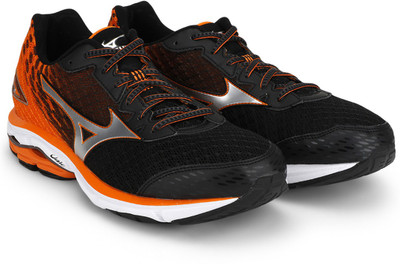 

Mizuno Wave Rider 19 Running Shoes For Men(Black, Black::silver::vibrant orange