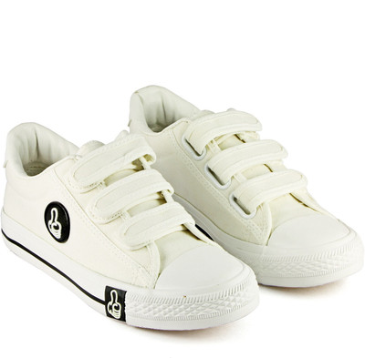 

DeVEE Thumbs Up Double Velcro White Canvas Shoes For Women(White