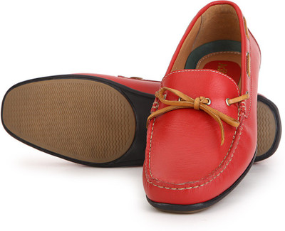 

Aditi Wasan Men'S Leather Moccasins Boat Shoes For Men(Red