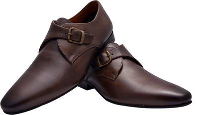 Hirel's Mens Black Monk Strap Shoes