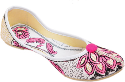 

Myra Beautiful work Jutis For Women(Pink, Black), Light pink