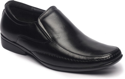 

Feather Leather Genuine Black Slip On Shoes For Men(Black