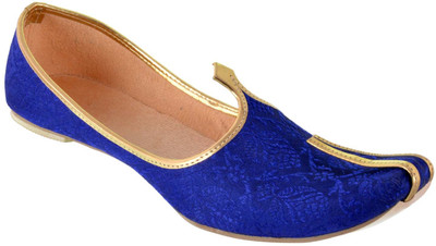 

DFR Blue Self design Jutti Jutis For Men(Blue, 46;blue