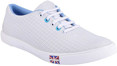 

TheWhoop Blue White Canvas Shoes For Men(White