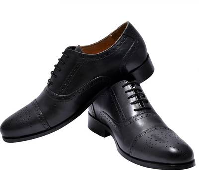 Hirel's Men Black Oxford Brogues Lace Up Shoes