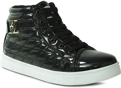 

Get Glamr Stylish Patent Sneakers For Men(Black