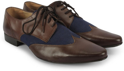 

Knotty Derby Elphias Wing Cap Derby Lace Up For Men(Brown, Brown+blue