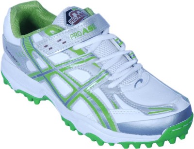 Proase Stud Cricket Shoes For Men(White, Green)
