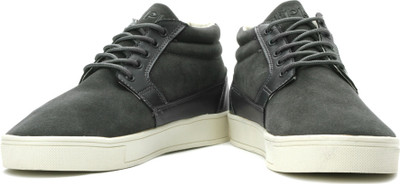 

Flippd Genuine Leather Mid Ankle Sneakers For Men(Grey, Dark grey;grey
