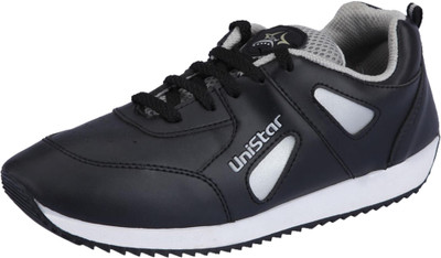 

Unistar 049 Synthetic Leather (Narrow Toe) Running Shoes For Men(Black