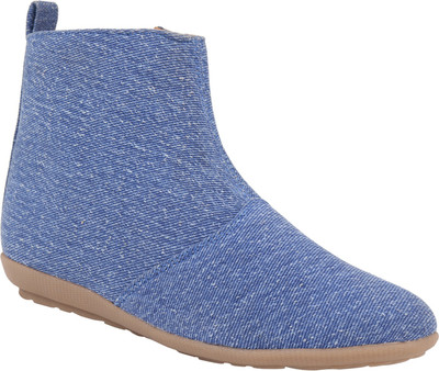 

Exotique Flat Boots For Women(Blue)