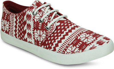 

Get Glamr PRINTED LACE UPS Canvas Shoes For Men(Red)