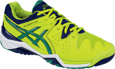 

Asics Gel-Resolution 6 Men Tennis Shoes For Men(Yellow, Green, Blue), Lime::pine::indigo blue