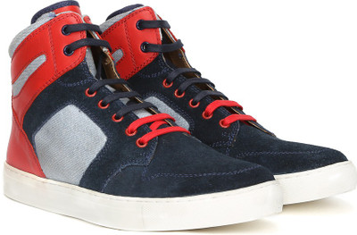 

Ruosh Genuine Leather Mid Ankle Sneakers For Men(Blue
