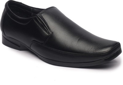 

Feather Leather Genuine Black Slip On Shoes For Men(Black