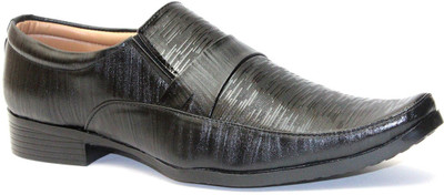 

Guava Textured Formal Shoe - Black Slip On For Men(Black, 01;black