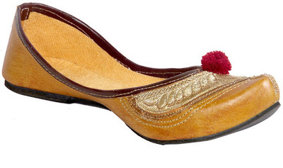

Panahi Synthetic Leather Half Embrodiered Ethnic Shoes Mojaris For Women(Yellow