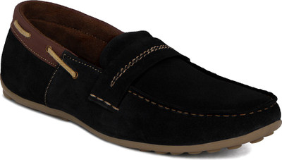 

Kielz Men-Black-Suede Leather Loafers For Men(Black