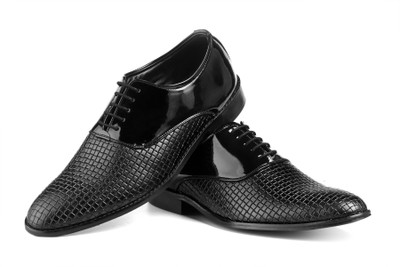 

Bxxy Black Genuine Leather Shoes Lace Up For Men(Black)