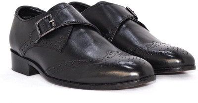 

Alberto Calza Genuine Leather Brogue Style Monk Strap For Men(Black