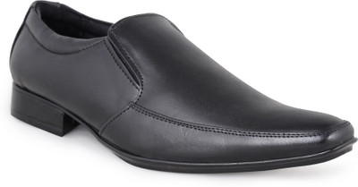 

Shumael Black Leather Slip On Shoes For Men(Black