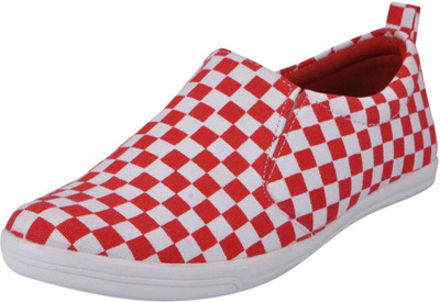 FAUSTO Slip On Sneakers For Men(Red, White)