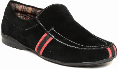 

Zapatoz zapatoz mens mustang slip on sneaker Loafers For Men(Black), Blackred