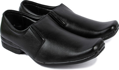 

Vonc Black Leather Slip On Shoes For Men(Black
