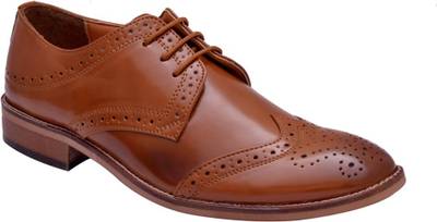 Hirel's Tan Cap Toe Derby Brogue Lace Up Lace Up