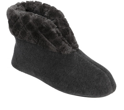 

Dearfoams Dearfoams Velour Bootie Slipper with Quilted Pile Cuff Grey Boots For Women(Grey