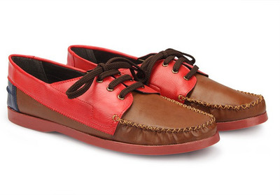 

Knotty Derby Quoddy Derby Boat Shoes For Men(Tan, Tan+red