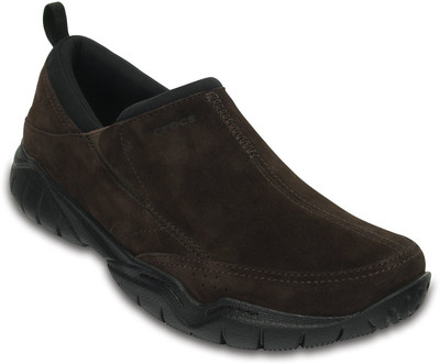 

Crocs Swiftwater Leather Moc Casuals For Men(Brown