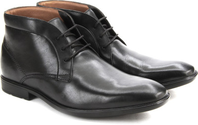 

Clarks Gosworth Hi Black Leather Boots For Men(Black