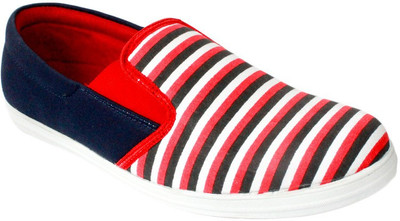 Promenade Leisure Stripe Canvas Shoes For Men(Red)