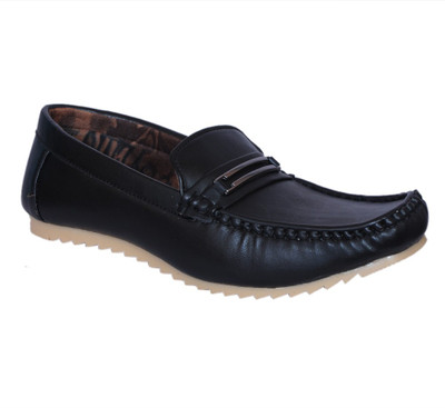 

Smoky Black Lather Loafers For Men(Black