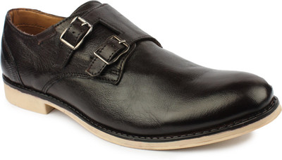 

Shumael Brown Double Monk Leather Corporate Casuals For Men(Brown