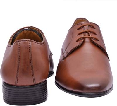 Hirel's Brown Stylish Derby Lace Up Shoes