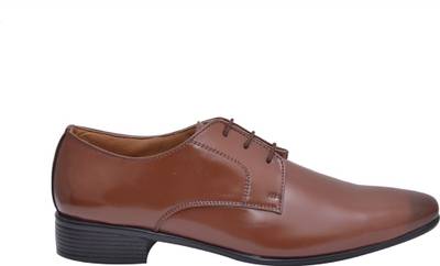 Hirel's Brown Stylish Derby Lace Up Shoes