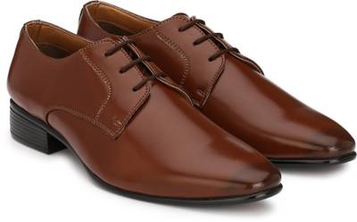 Hirel's Brown Stylish Derby Lace Up Shoes