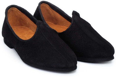 

Bare Skin Black Suede Jalsa Juti With Black Sole Jutis For Men(Black)