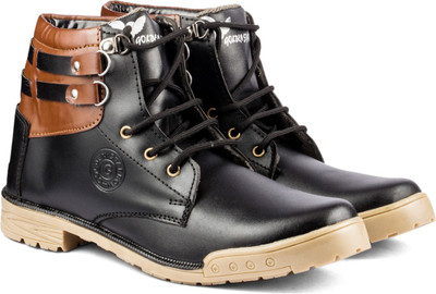 

Golden Sparrow High Ankle Boots For Men(Black, Brown)