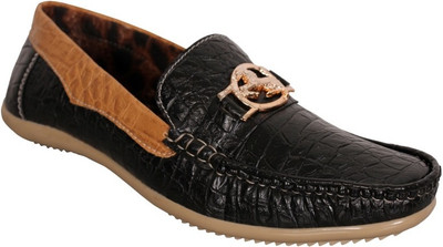 

Oora Wrinkle Black Loafers For Men(Black, Tan